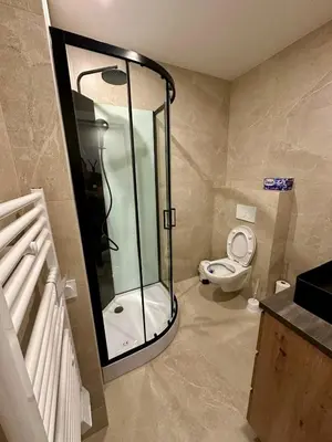 a bathroom with a shower and a toilet at 2 Bedrooms appartement entièrement rénové Cannes - 200m de la plage in Cannes