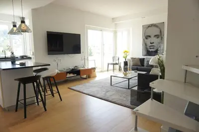 a living room with a couch and a table at Best of the best in Cannes with a beautiful view in Cannes