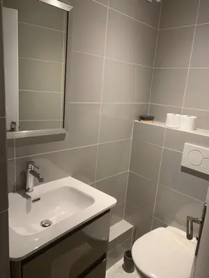 a bathroom with a sink and a toilet at Chante Brise 2 Pieces in Cannes