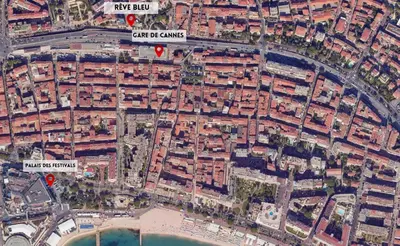 a map of a city with buildings and a street at Rêve Bleu By SCLS Locations in Cannes