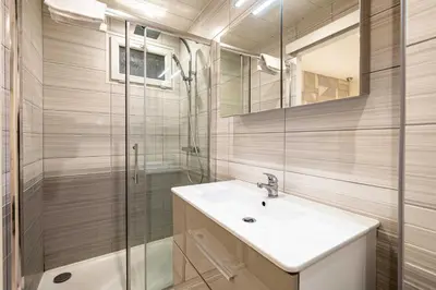 a bathroom with a sink and a shower at Beautiful apartment, next to Croisette Gray Albion in Cannes