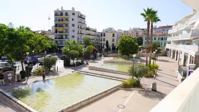 an aerial view of a city with a fountain at Proche Palais Des Festivals - Croisette,Studio Bella - Palmazur Vacances in Cannes