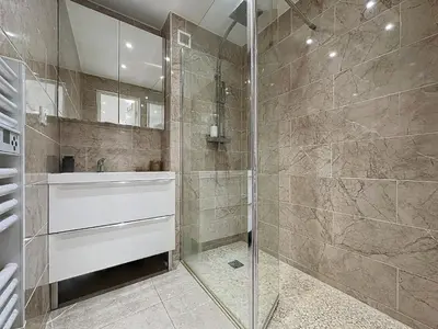 a bathroom with a shower and a sink at INTUITION - 3 pieces - 10min Croisette in Cannes