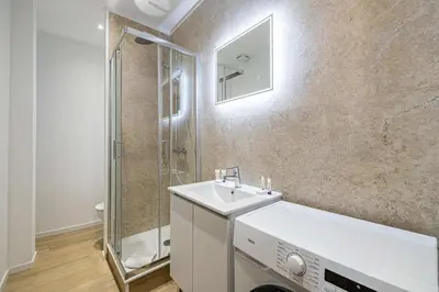 a bathroom with a sink and a shower at LE LOGIS CANNOIS au calme en centre-ville in Cannes