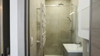 a bathroom with a shower and a sink at Proche Carlton & Croisette, Appartement 303 in Cannes