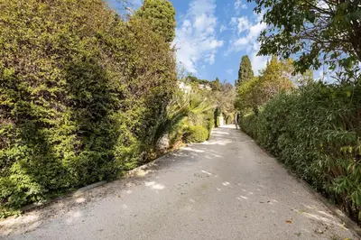 a dirt road with bushes and trees on it at Villa avec piscine à Cannes 7 bedrooms in Le Cannet