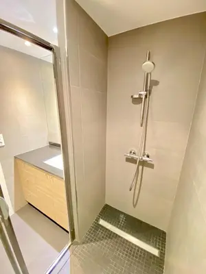 a bathroom with a shower and a sink at Elegant studio MEN5335 in Cannes