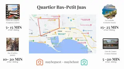 a map of the quarter fees paid for a particular bagptic lapse at C070 Magnifique appartement au calme 2 Chambre centre in Cannes