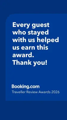 a blue picture with the words every guest who stayed with us helped us earn this at 2 pièces au calme in Cannes