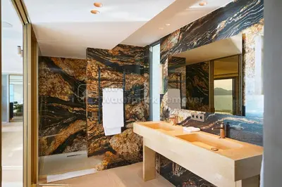 a bathroom with a sink and a large mirror at Cannes villa 6 chambres - Elisabeth in Cannes