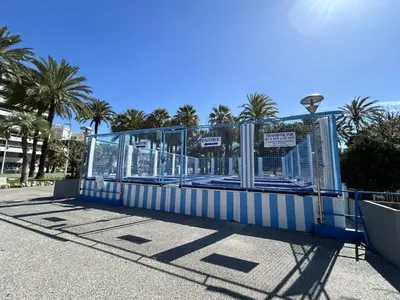 a skate park at the beach with people on it at SEA PEARL Luxury apartament by the Croisette and the beach in Cannes