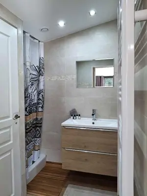a bathroom with a sink and a mirror at Villa Caribbean in Cannes