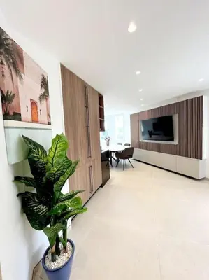 a living room with a potted plant in a room at Appartement 4 pièces luxueux in Cannes