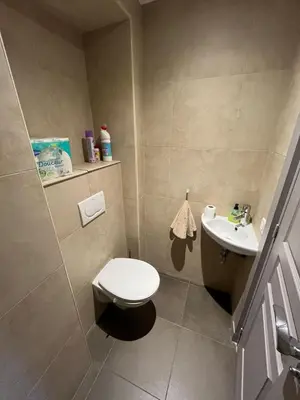 a bathroom with a toilet and a sink at dans le quartier historique du suquet idéal congres et vacances in Cannes