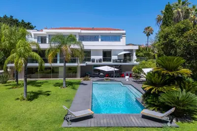 an aerial view of a house with a swimming pool at REF 1941 - Cannes Center - Villa for rent in Cannes