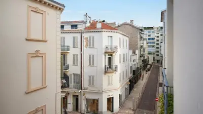 a view of a street from a building at Commandant André in Cannes