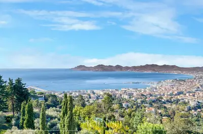 a view of the city of naples and the ocean at Villa d'architecte Super Cannes - Vue panoramique in Cannes