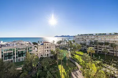 an aerial view of buildings and the ocean at 1974 - Luxurious 3 bedrooms - Sea view & Parking in Cannes