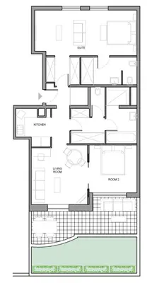 a floor plan of a house at Côté Croisette LUXE - 2BdR 2 bthR 2 toilets -Terrace, AC, parking & lift in Cannes
