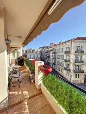 a balcony with a view of a city at A 2 pas des plages et centre 324L TER in Cannes