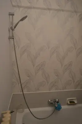 a shower in a bathroom with a wall at Cannes La Baronne in Cannes