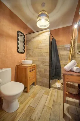 a bathroom with a toilet and a sink and a shower at Immogroom -Studio-Clim-Sea view in Cannes