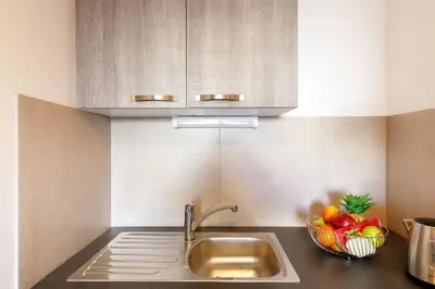 a kitchen with a sink and a bowl of fruit at Le Lido YourHostHelper in Cannes