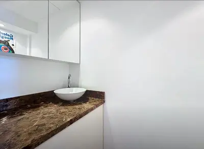 a bathroom with a bowl sink on a counter at One bedroom apartment on La Croisette - Sea view in Cannes