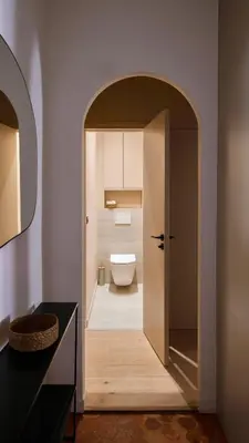 a bathroom with a white toilet in a room at Exceptional facing Palais Cannes 3 in Cannes