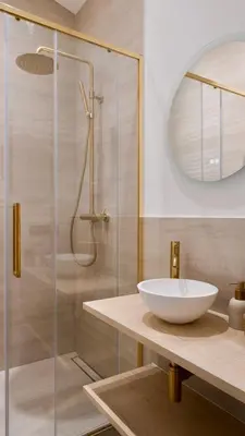 a bathroom with a glass shower and a sink at Exceptional facing Palais Cannes 3 in Cannes