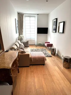 a living room with a couch and a table at 3P Cannes Centre 2min Palais des Festivals,Rue du Antibe location in Cannes