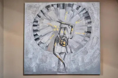 a painting of a peacock on a wall at Studio Cannes in Cannes