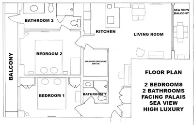 a drawing of a floor plan of a house at Luxury Croisette Sea view facing Palais in Cannes