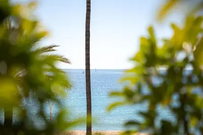 a view of the ocean from a window at Luxueux Appartement avec Jardin Suspendu Vue Mer 10 min du Palais Cannes in Cannes