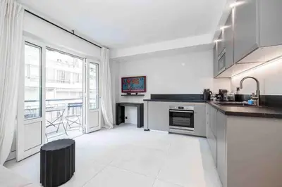 a kitchen with a sink and a counter top at Pasteur Luxury apartment la Croisette in Cannes