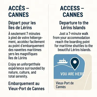 a set of two posters detailing access games at Studio chic à 200 m du Palais des Festivals, au cœur du shopping Cannois in Cannes