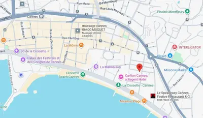 a map of the city of melbourne with attractions at Cannes proche Croisette - Studio in Cannes