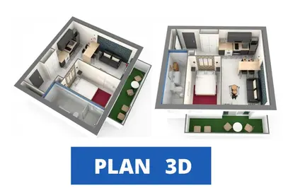 two views of a floor plan at Isa - Clim - WiFi - Balcon - VCA in Le Cannet