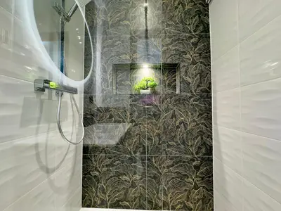 a bathroom with a shower with a plant on the wall at Cannes Évasion by SCLS Locations in Cannes