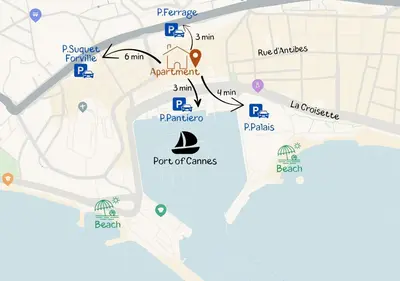 a map of paris with a boat on it at Aparthotel Seaside Cannes Festival Suite in Cannes