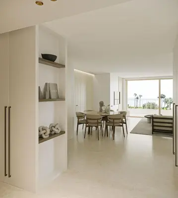 a kitchen and dining room with a table and chairs at REF 1981 - Cannes sea view apartment Cannes Palm Beach in Cannes