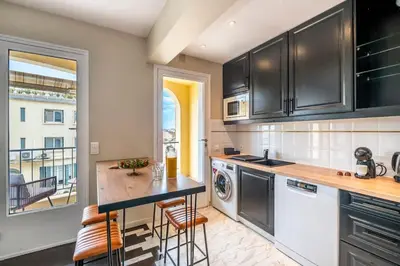 a large living room with a couch in a kitchen at 