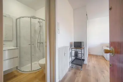 a bathroom with a shower and a toilet at Lumineux studio LOGGIA, Alexandre III- proche CROISETTE A0B203 in Cannes