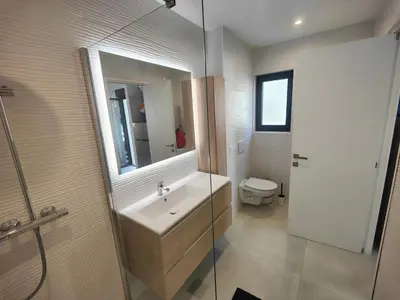 a bathroom with a sink and a toilet at studio la mimosette in Cannes