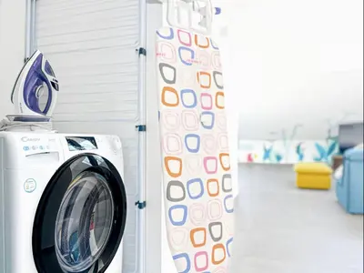 a washing machine in a room with a shower curtain at Sky Croisette - Palais des Festivals et des Congrès in Cannes