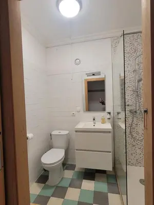 a bathroom with a toilet and a sink and a shower at Center Cannes Hippocampe in Cannes