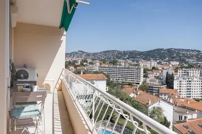 a balcony with a view of a city at Perchoir - Balcon, vue sur la ville, Palais&Plages in Cannes