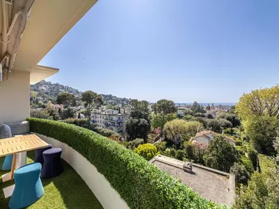 a view from the balcony of a house at Modern flat with sea view - AC- 2BR- 4P - Cannes in Cannes