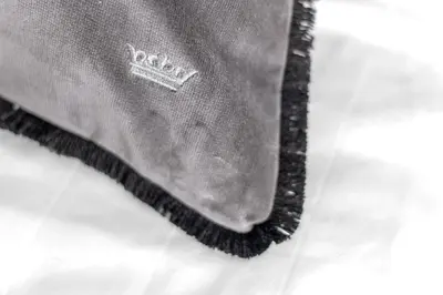 a close up of a grey jacket with a crown on it at Croisette 65 apartment-Miramar residence in Cannes