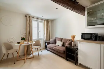a bedroom with a large bed with two pillows at Old Town Apartments By Villa Botanica in Cannes